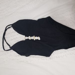 Black one piece with gold accents